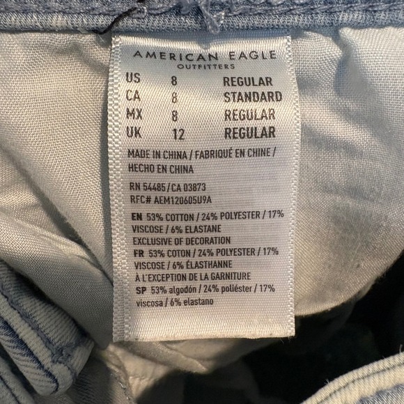 American Eagle Hi-Rise Jegging Light Acid Wash Ne(X)t Level Stretch Raw Hem 8 - Picture 2 of 16